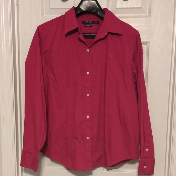 Lauren Ralph Lauren Tops - Lauren Ralph Lauren Women's Magenta Button Down Shirt XXL